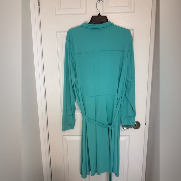 Ralph Lauren Turquoise Long Sleeve Plus sizeShirt Wrap Dress- NWT- size 22 - Picture 9 of 13